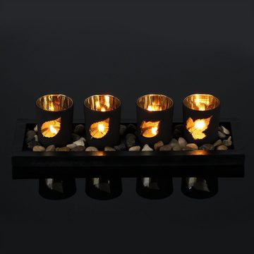 relaxdays Teelichthalter mit Tablett Teelichthalter Set mit Herbst-Motiv (1 St)
