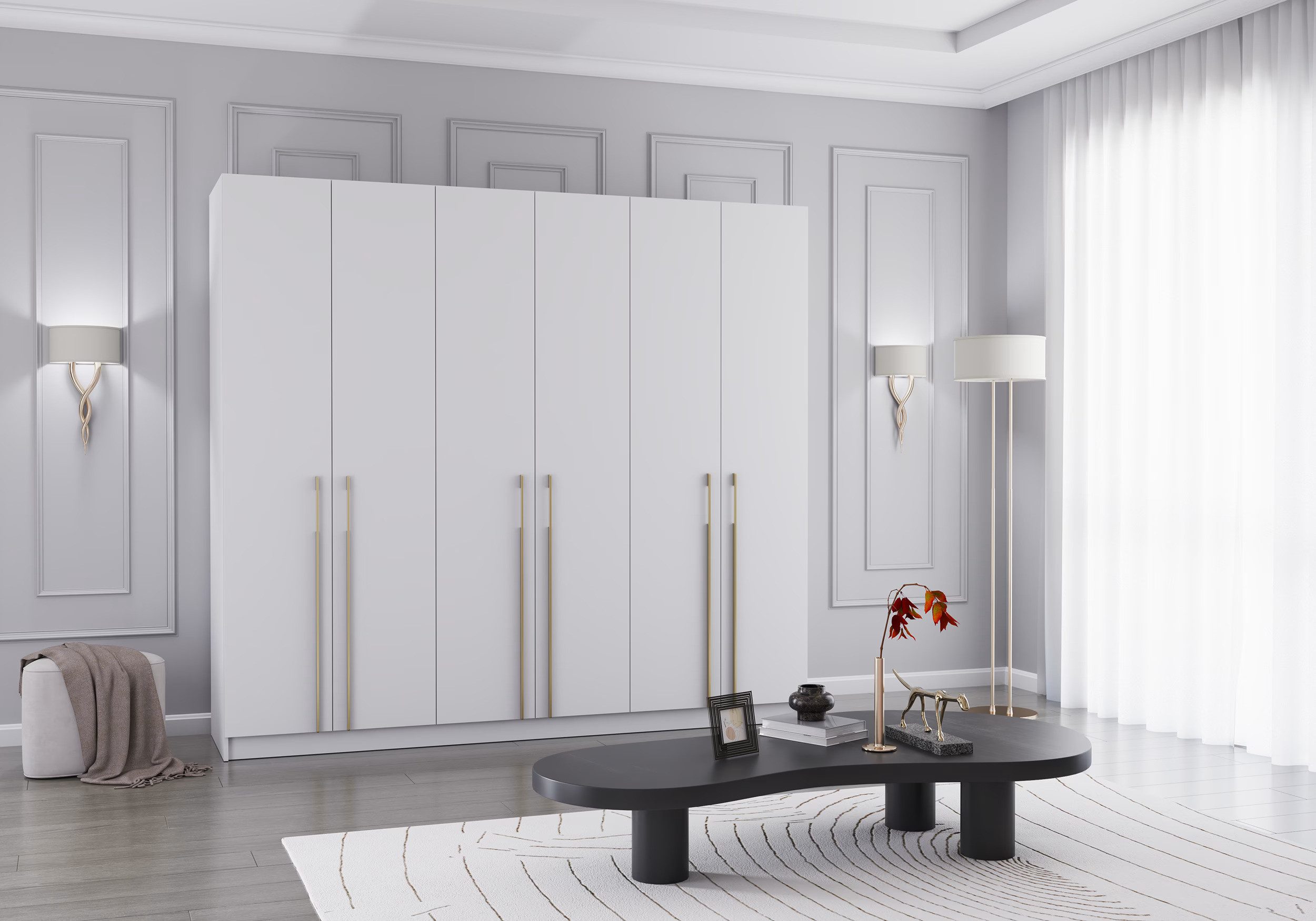 MOEBLO Drehtürenschrank Glamy 6D (Moderner 6-türiger Kleiderschrank mit vie günstig online kaufen