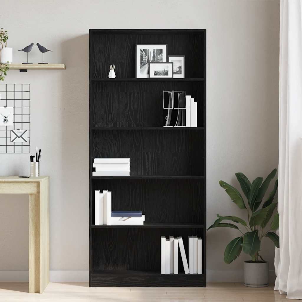 vidaXL Bücherregal Bücherregal Schwarz Eichen-Optik 80x24x176 cm Holzwerkstoff, 1-tlg.