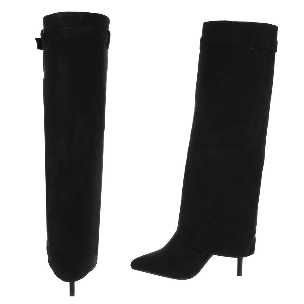 Ital-Design Damen Overknee Stiefel mit Absatz und Schmuckdetail High-Heel-Stiefel (91977469) Pfennig-/Stilettoabsatz Stiefel in Schwarz – Bild 5 von 5