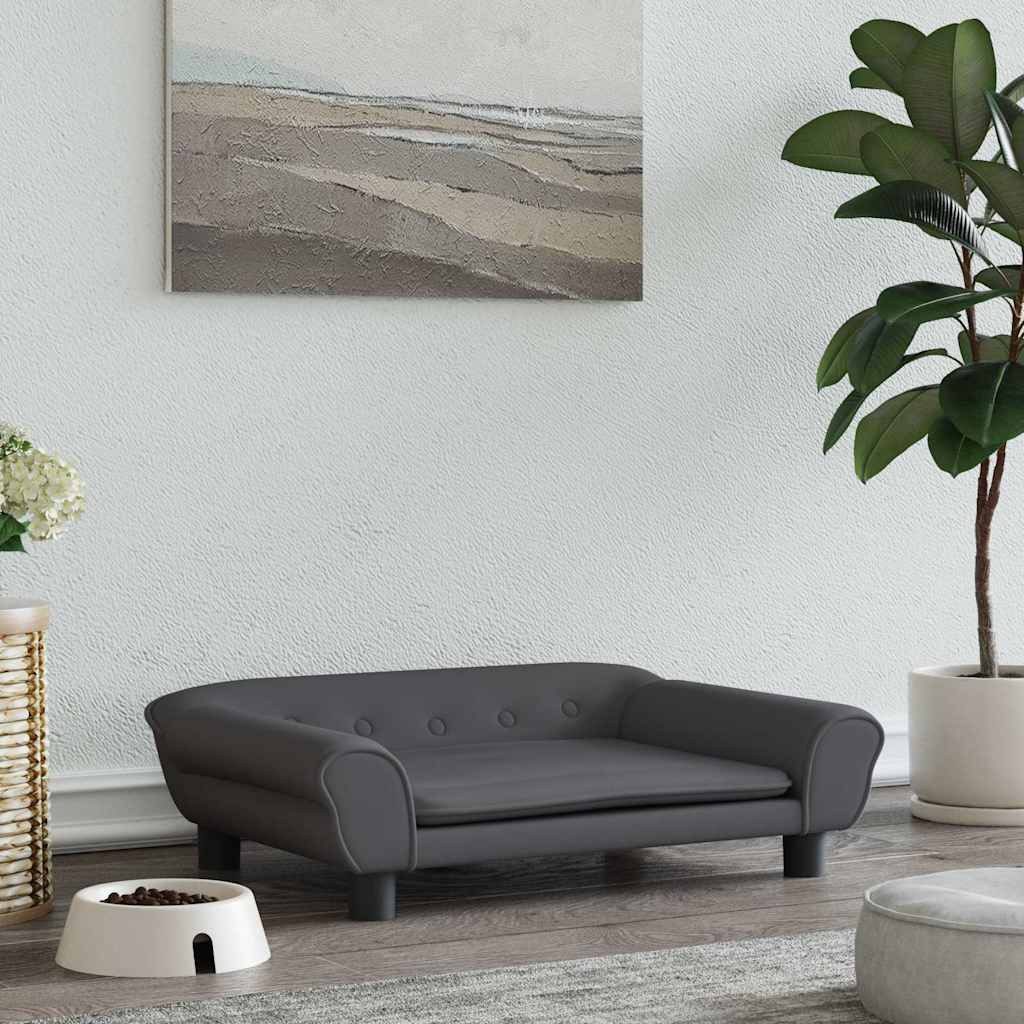 furnicato Hundebett Dunkelgrau 70 x 48 x 22 cm mit Massivholz Rahmen, Samt, Weiches Hundesofa mit Schaumstoffpolsterung für kleine Haustiere