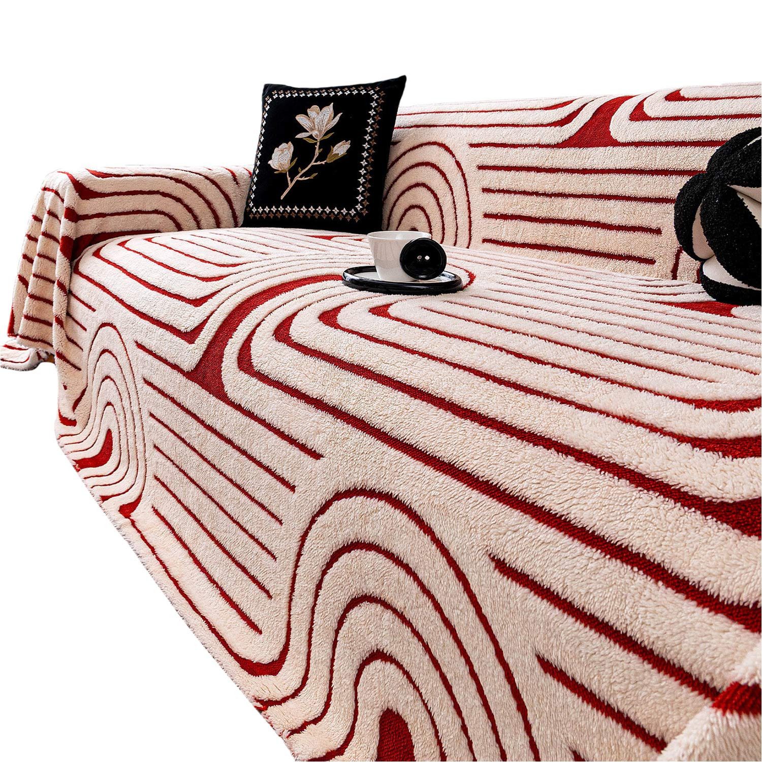 Refttenw Sofaschoner Sofa Überwurfdecke im Bohemian-Stil,Sofabezüge,Plüsch-Couchbezug