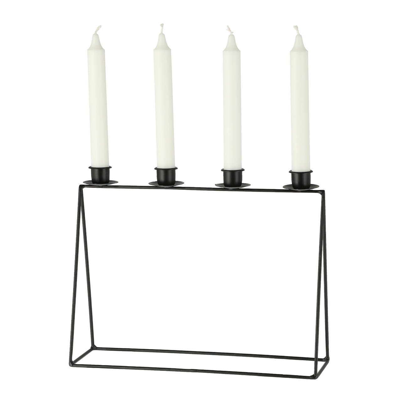 Spetebo Adventskranz Metall Advents Kerzenständer schwarz 32 cm - eckig, Moderner runder Advents Kerzenleuchter für 4 Stabkerzen