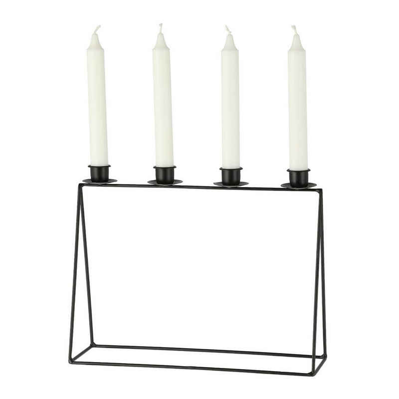 Spetebo Adventskranz »Metall Advents Kerzenständer schwarz 32 cm - eckig«