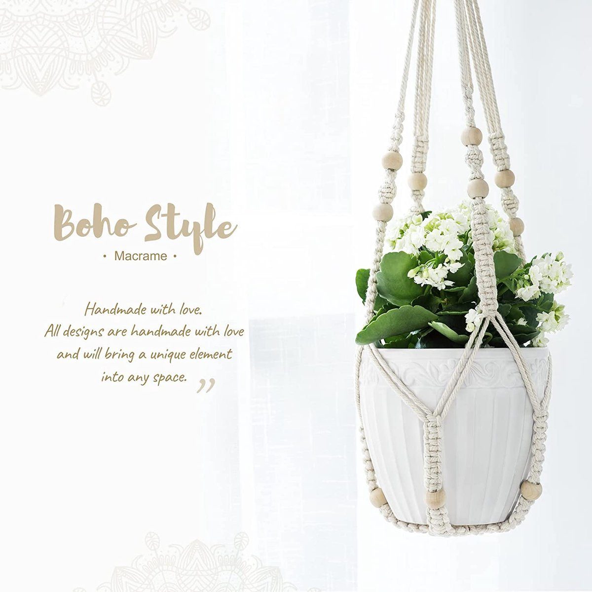 Wandbehang (set, Pflanzenaufhänger Blumentopf Boho als 5 Decor St., Wohn-Deko 5 Home BOTC Patt), originelle Blumenständer - 5 Wand-Blumentöpfe Stück Blumenampel Hanging Set Handgefertigte Blumenampel Halter