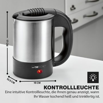 CLATRONIC Wasserkocher WKR 3624, 0,5 Liter, Edelstahlgehäuse, inkl. 2 Tassen