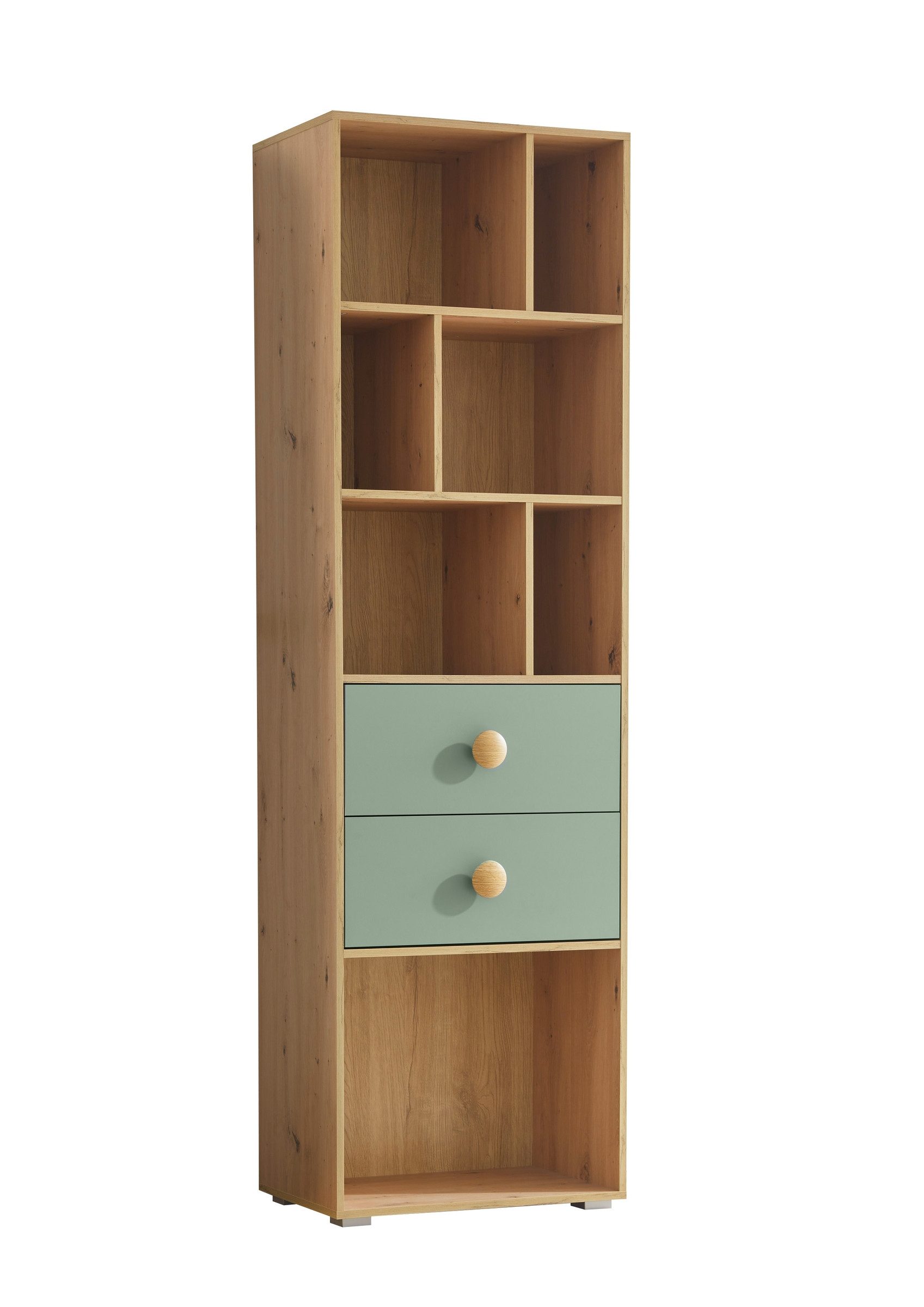 PREISBRECHER Standregal Birta, 2 Schübe, 7 Fächer, Artisan Eiche Dekor/Salb günstig online kaufen