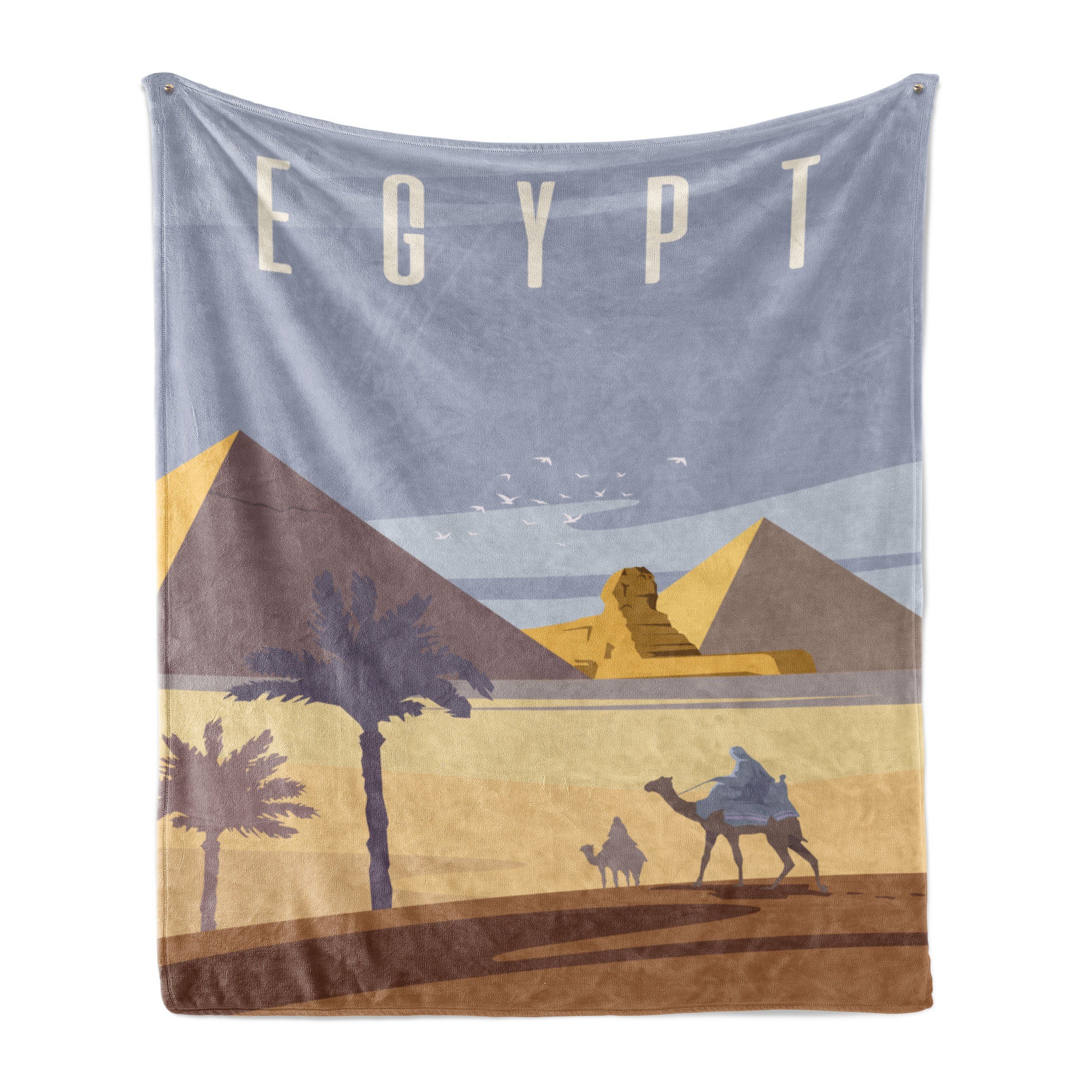 Wohndecke Gemütlicher Plüsch für den Innen- und Außenbereich, Abakuhaus, Weinlese-Ägypter Cleopatra Pyramiden