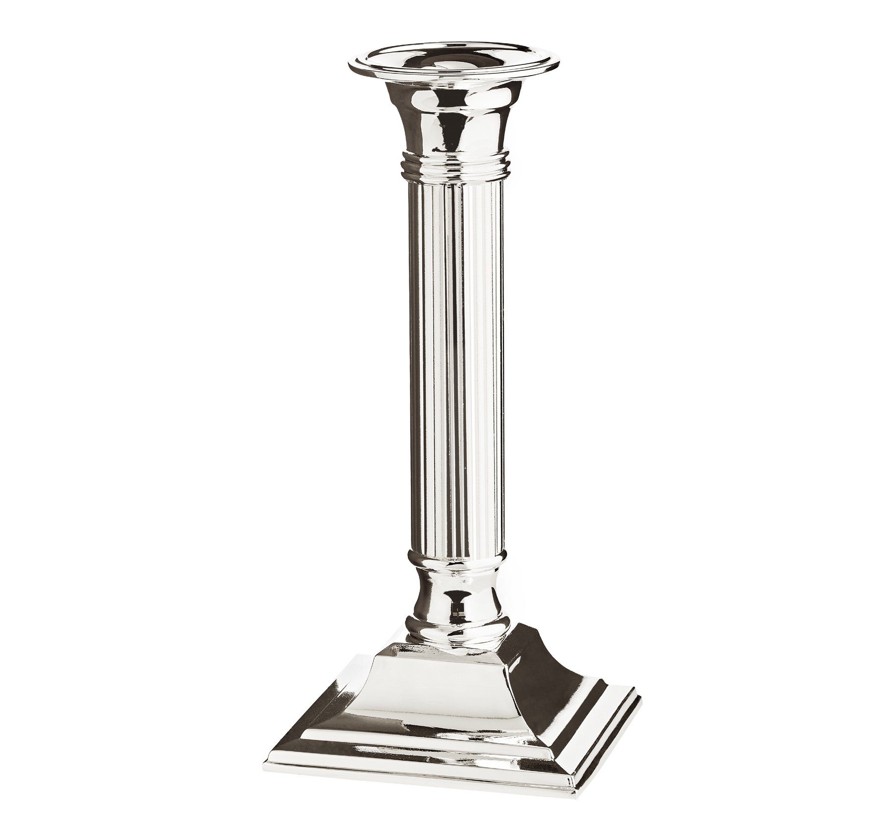 EDZARD Kerzenhalter Lincoln, Silber-Optik, kanneliert, edel versilbert, anlaufgeschützt, H 19 cm