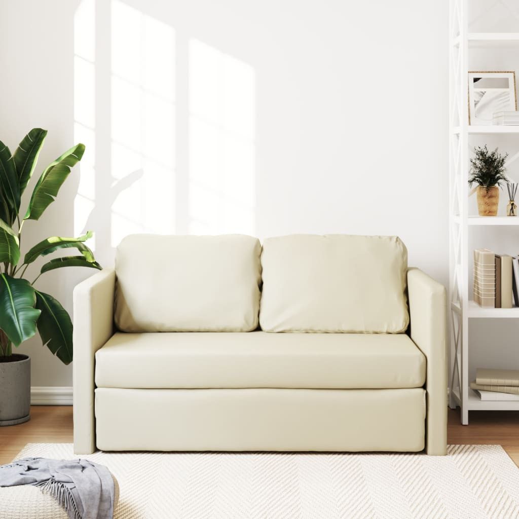 vidaXL Sofa Bodensofa mit Schlaffunktion Creme günstig online kaufen