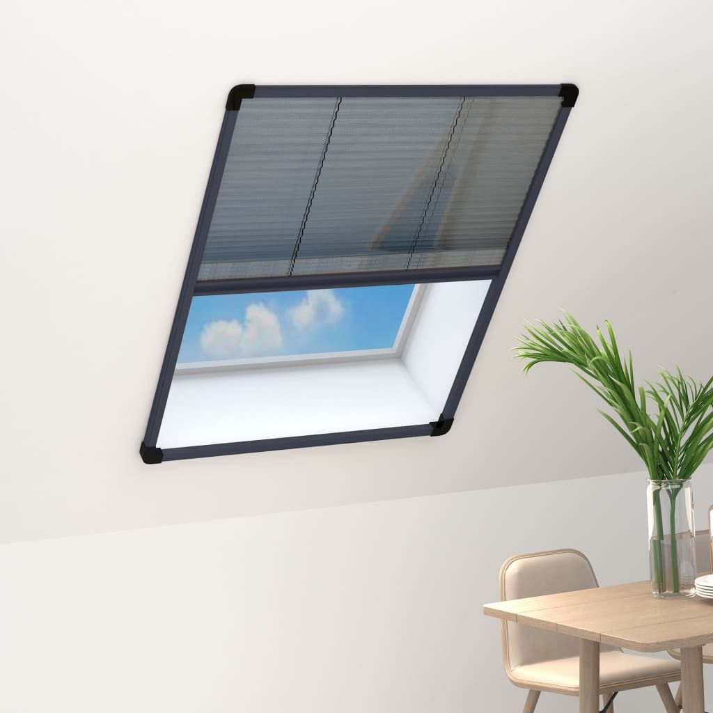 vidaXL Insektenschutz-Fensterrahmen 60 x 80 cm Insektenschutz-Plissee für Fenster Aluminium Anthrazit 60x8