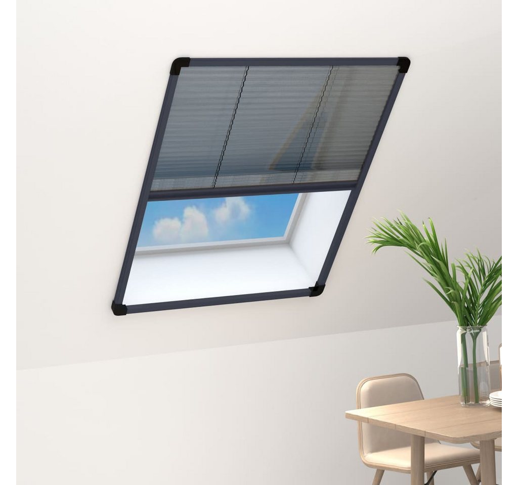 Thumbnail - vidaXL Insektenschutz-Fensterrahmen Insektenschutz-Plissee für Fenster Aluminium Anthrazit 60x80cm Fliegen