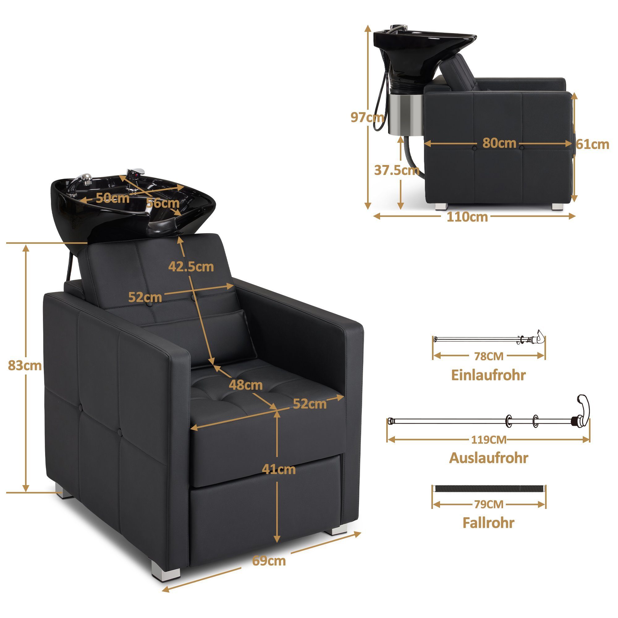 Barberpub Waschbecken Barberpub Friseurstuhl mit Waschbecken günstig online kaufen