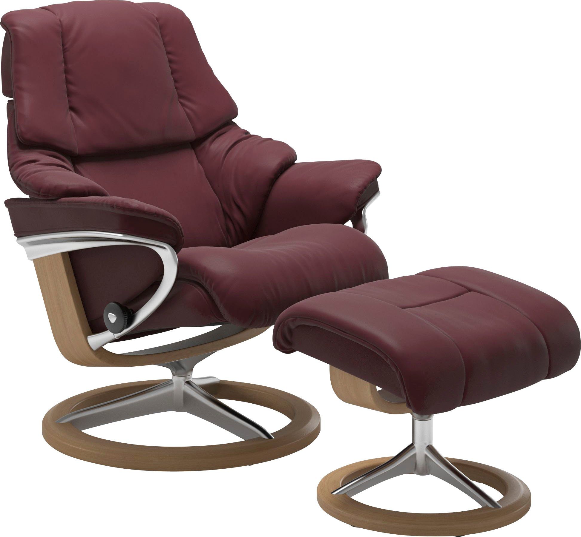 Stressless® Relaxsessel Reno (Set, Relaxsessel mit Hocker), mit Hocker, mit Signature Base, Größe S, M & L, Gestell Eiche
