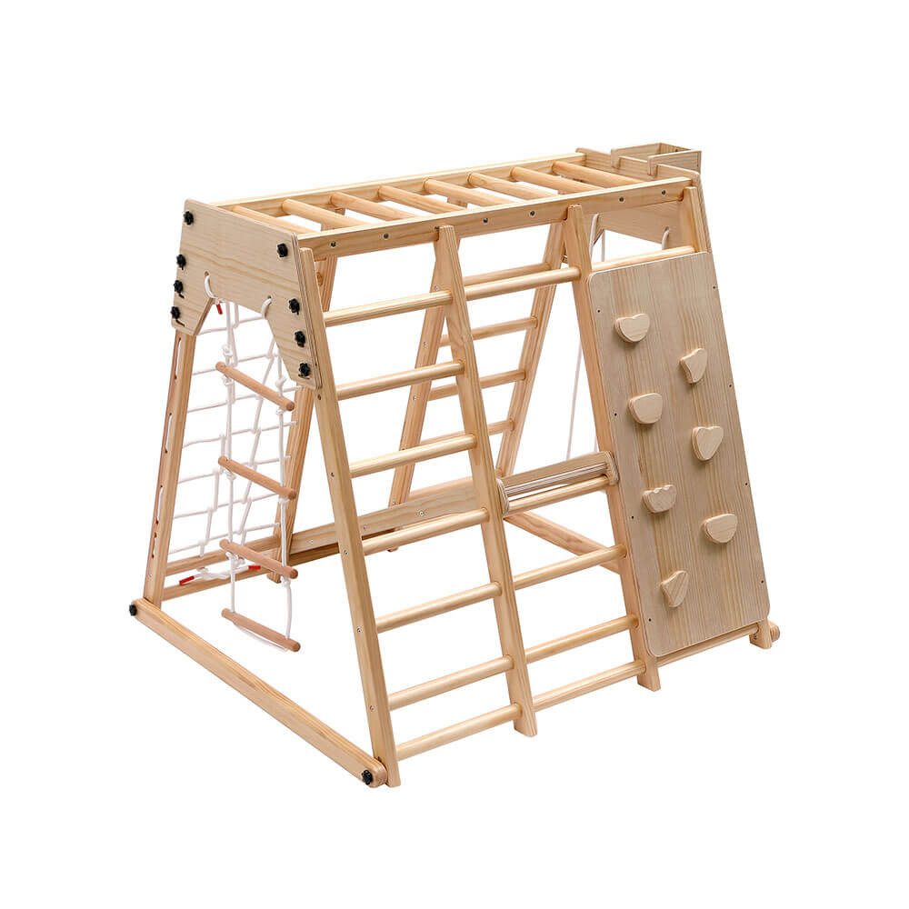 HOME DELUXE Klettergerüst Indoor Spielturm LIO, (inkl. Schaukel, Rutsche, Kletternetz & Leiter), 8 in 1 Kletterturm I Spielzimmer, Kinderzimmer