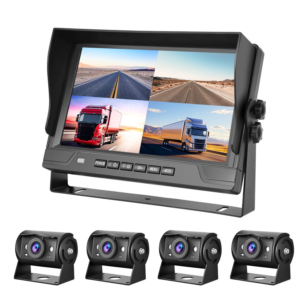 9" HD Bildschirm Rückfahrmonitor mit 4 x 1080P Nachtsichtkameras Rückfahrkamera