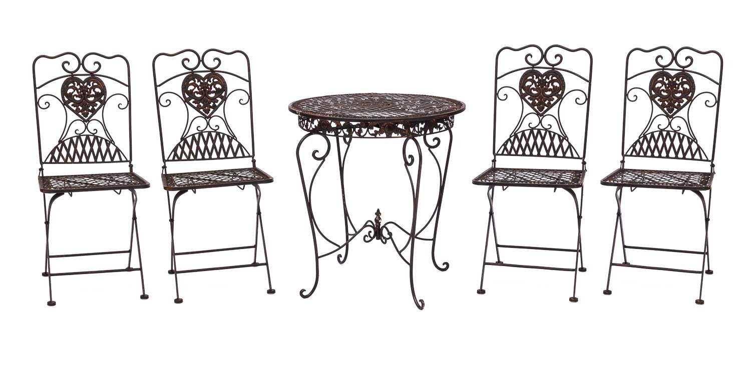 Aubaho Sitzgruppe Gartentisch und Antik-Stil Stühle Tisch Gartenmöbe Eisen 4 Bistromöbel