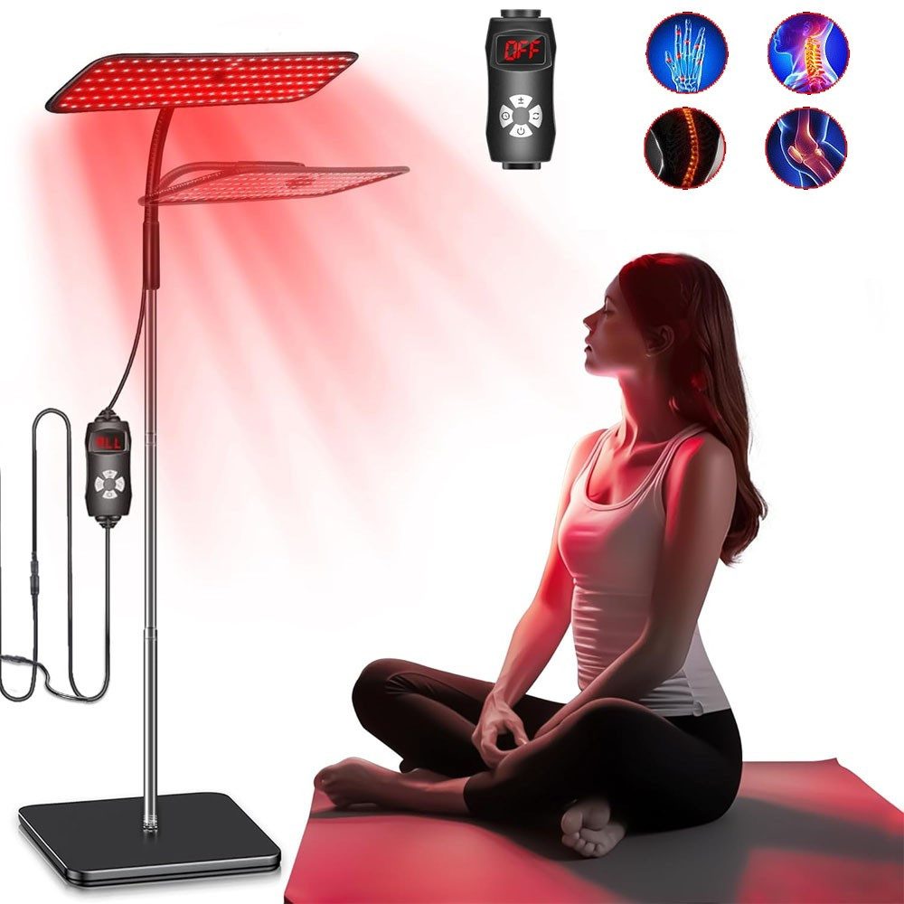 VIVIHEYDAY Infrarotlampe Rotlichtlampe mit Ständer, 660nm & 850nm Rotlicht Therapie mit Timer, und Flexibler Schwanenhals, Infarotlichtlampe für Den Hausgebrauch