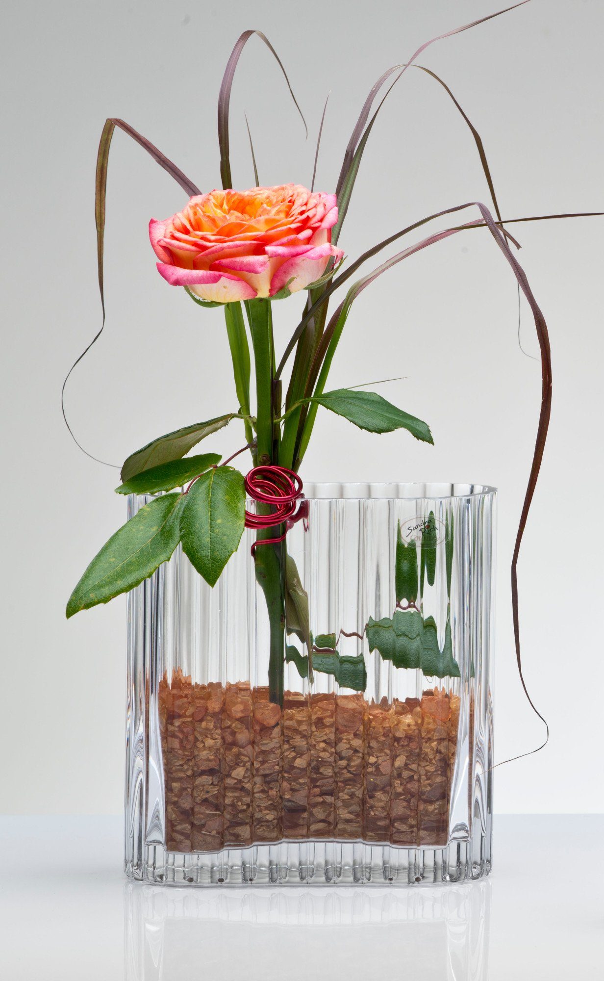 Sandra Rich Dekovase oval vase slim SECRET with - stripes Sandra's GARDEN 