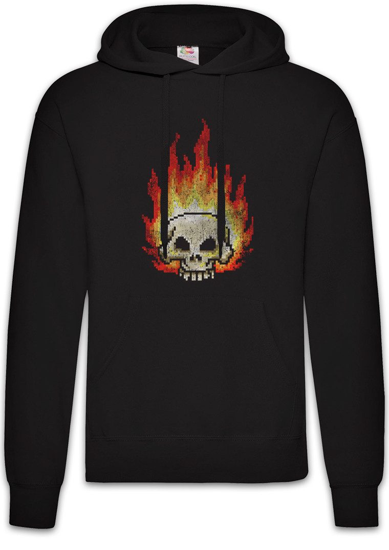 Hoodie Pixel Burning Skull Herren Hoodie Skull Skeleton Grim Reaper Gamer