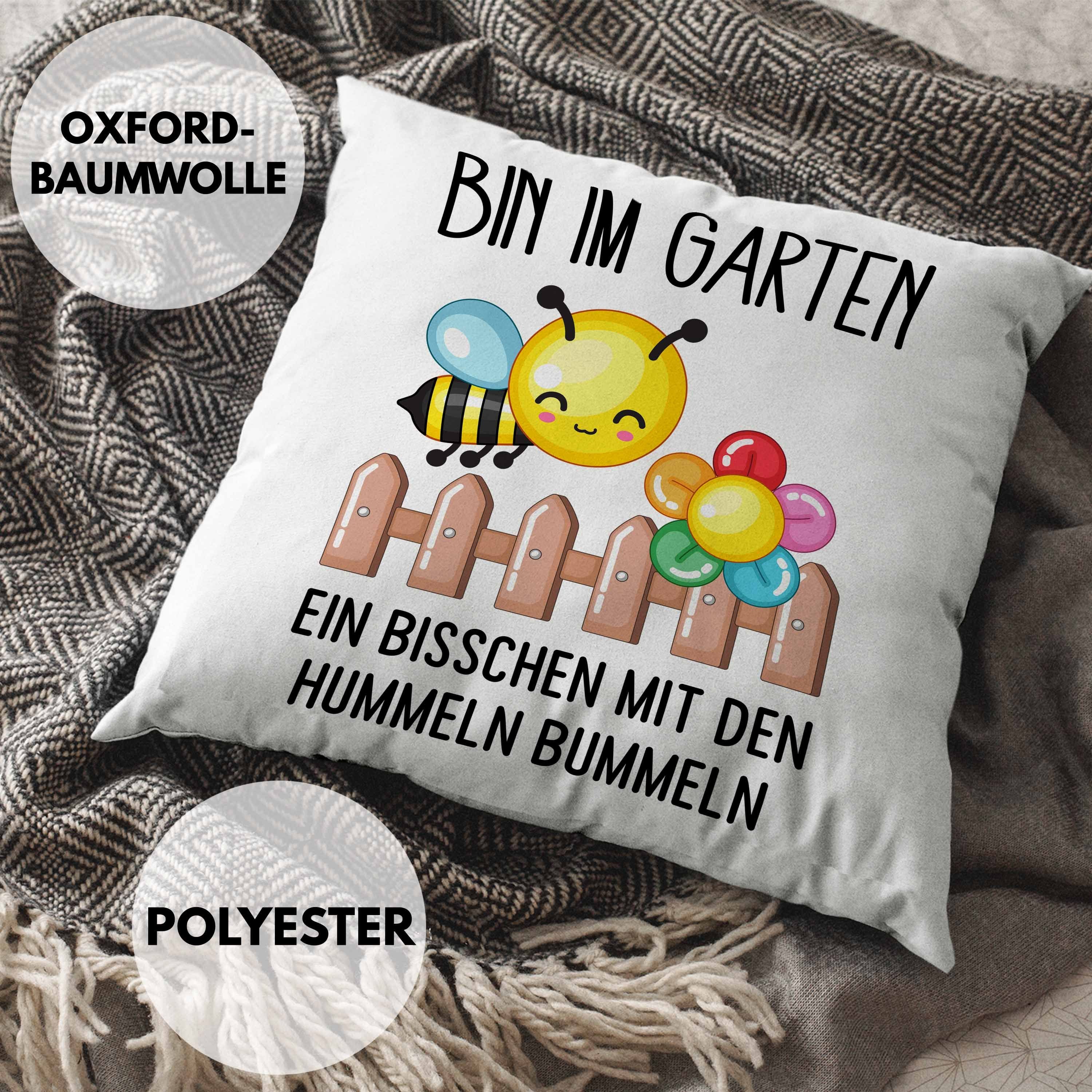 Gärtnerin Spruch Trendation Mit - Rosa Den Bin für Trendation Hummeln Lustiger Hobbygärtner Gärtner Dekokissen 40x40 Kissen Dekokissen Füllung für Im Geschenk Bummeln mit Garten