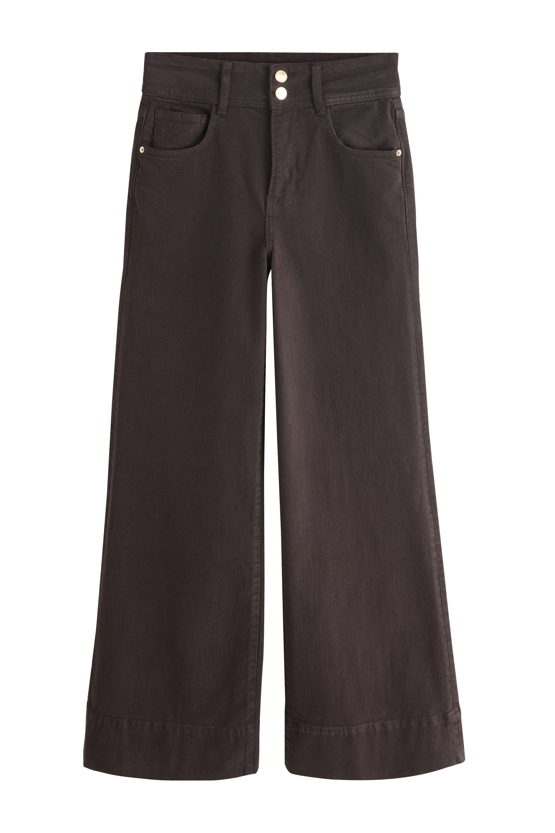 Stretch-Jeans Hochbund-Jeans mit weitem Bein und Stretch