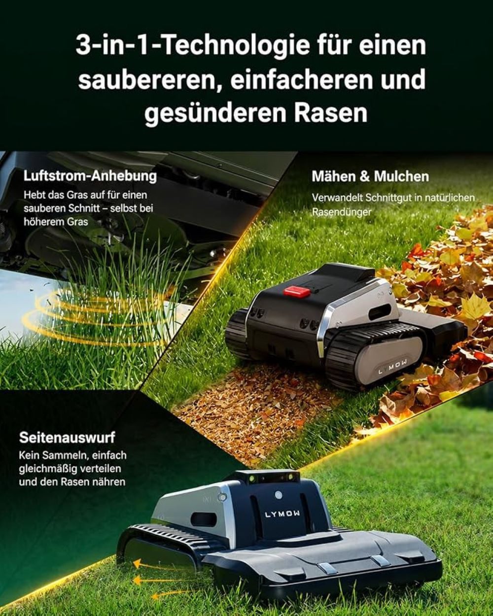 Lymow Rasenmähroboter Lymow One Plus 5A Mähroboter, AI, RTK, 4452 m²