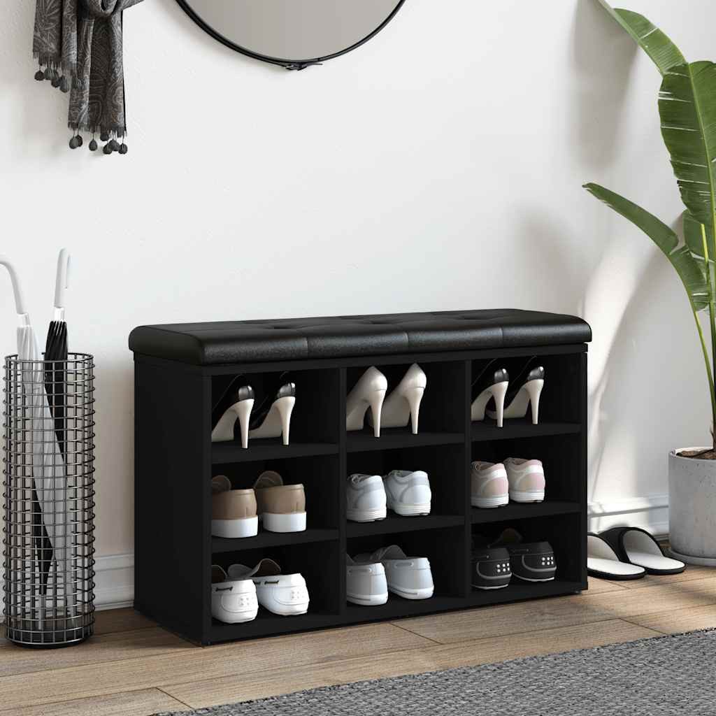 vidaXL Sitzbank Schuhbank Schwarz 82x32x50 cm Holzwerkstoff