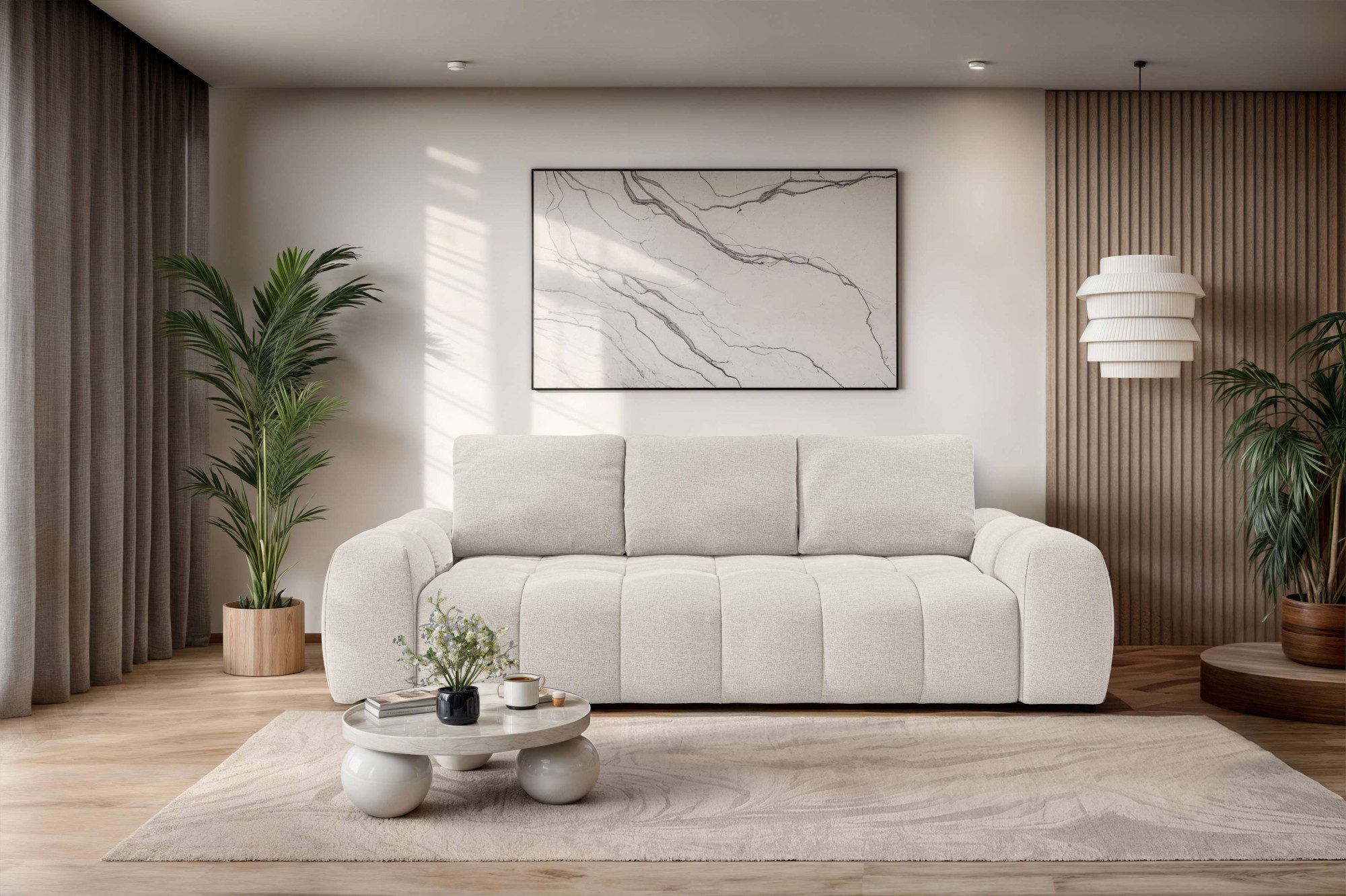 OTTO home 3-Sitzer AZITA optionale Schlafsofa mit Bettkasten, Breite 253cm, Sofa mit Wellenunterfederung, Bubble-Optik, Verlässliche Qualität