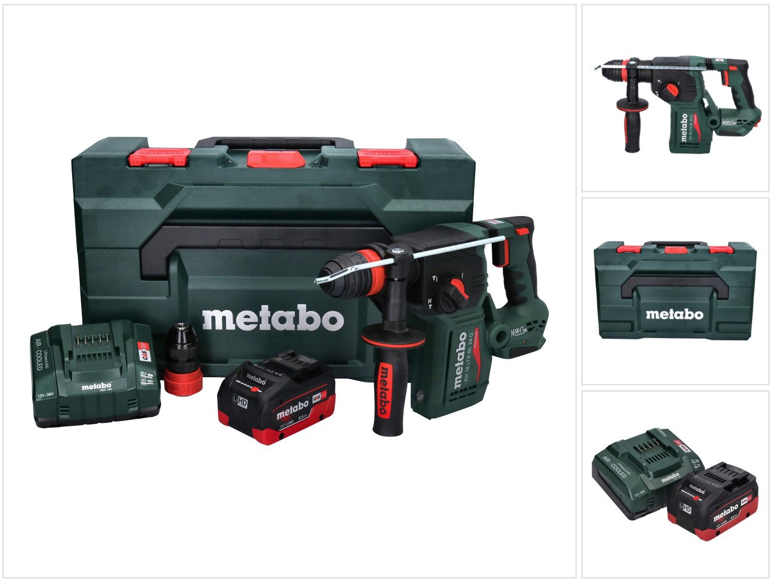 metabo Akku-Kombibohrhammer KH 18 LTX BL 24 Q Akku Kombihammer 18 V 2,2 J + 1x Akku 8,0 Ah
