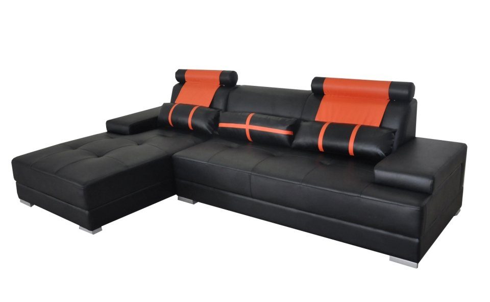 JVmoebel Ecksofa Schwarzes L-Form Ledersofa luxus Möbel stilvolle Couch Neu, Made in Europe