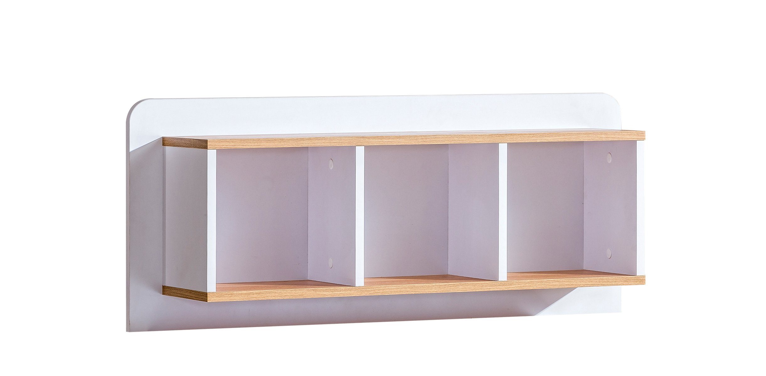 3 Nash Fächern, aus - Wohnmöbel, Holzwerkstoff, Weiß Design Bücherregal Modern Eiche viel Wandregal, mit Laterne, Wandschrank, Stauraum, Stylefy