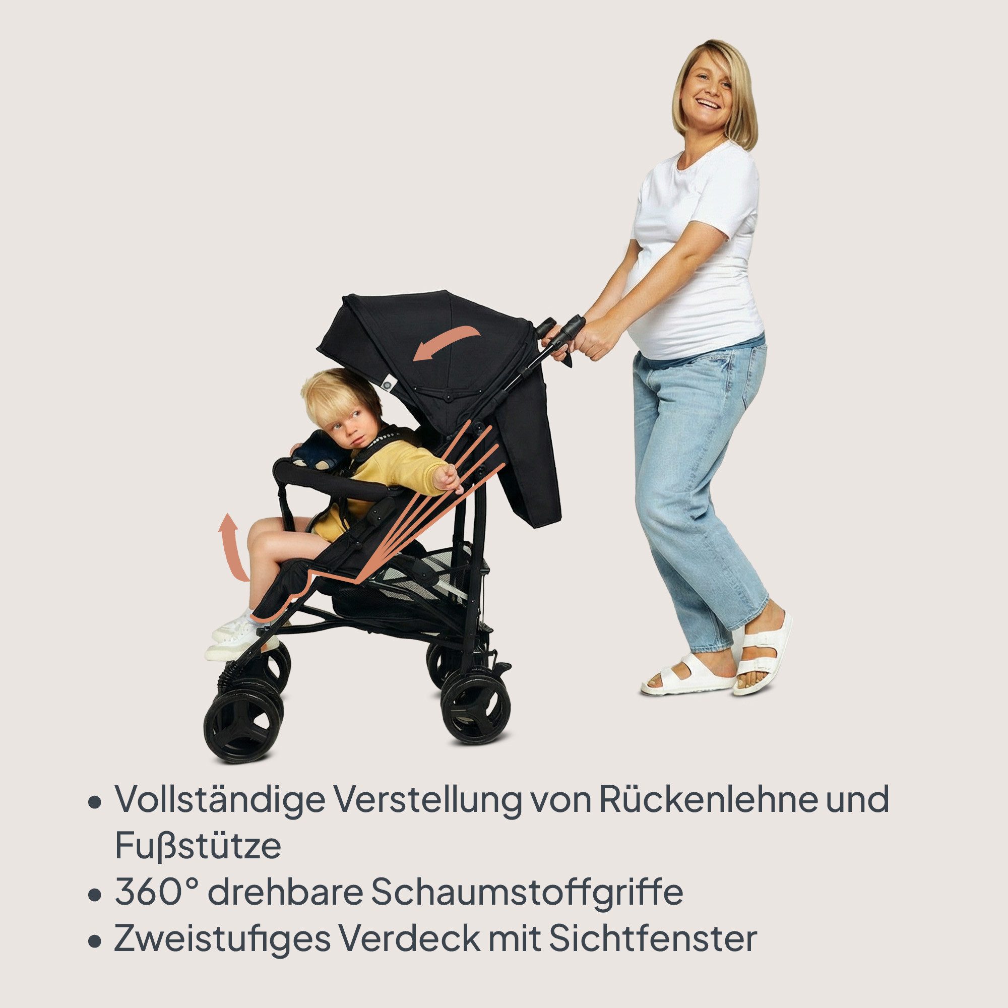 lionelo Kinder-Buggy IRMA, Leichte, Moskitonetz, Großer Korb ab 6 month bis 3 Jahre