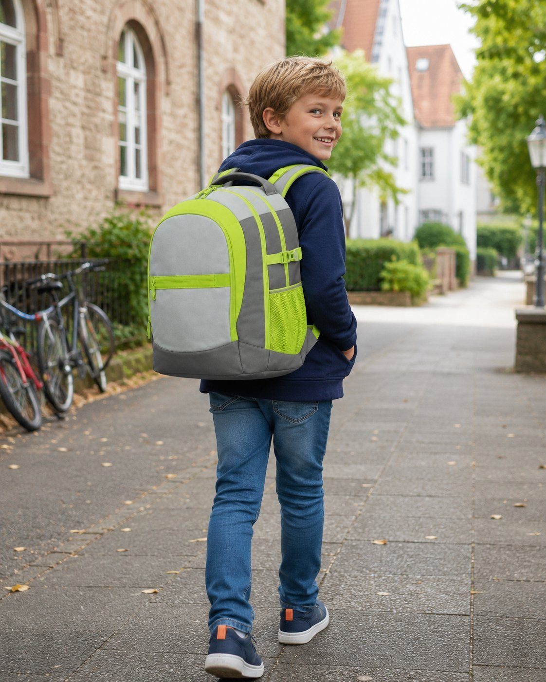 kamelshopping Schulrucksack Kinder Schulrucksack mit Federmappe & Sportbeutel Gepolsterter Rücken, Zum Schulbeginn, inkl. Regenhülle