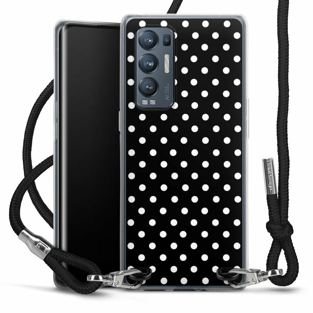 DeinDesign Handyhülle Punkte Retro Polka Dots Polka Dots - schwarz und weiß, Oppo Find X3 Neo Handykette Hülle mit Band Case zum Umhängen