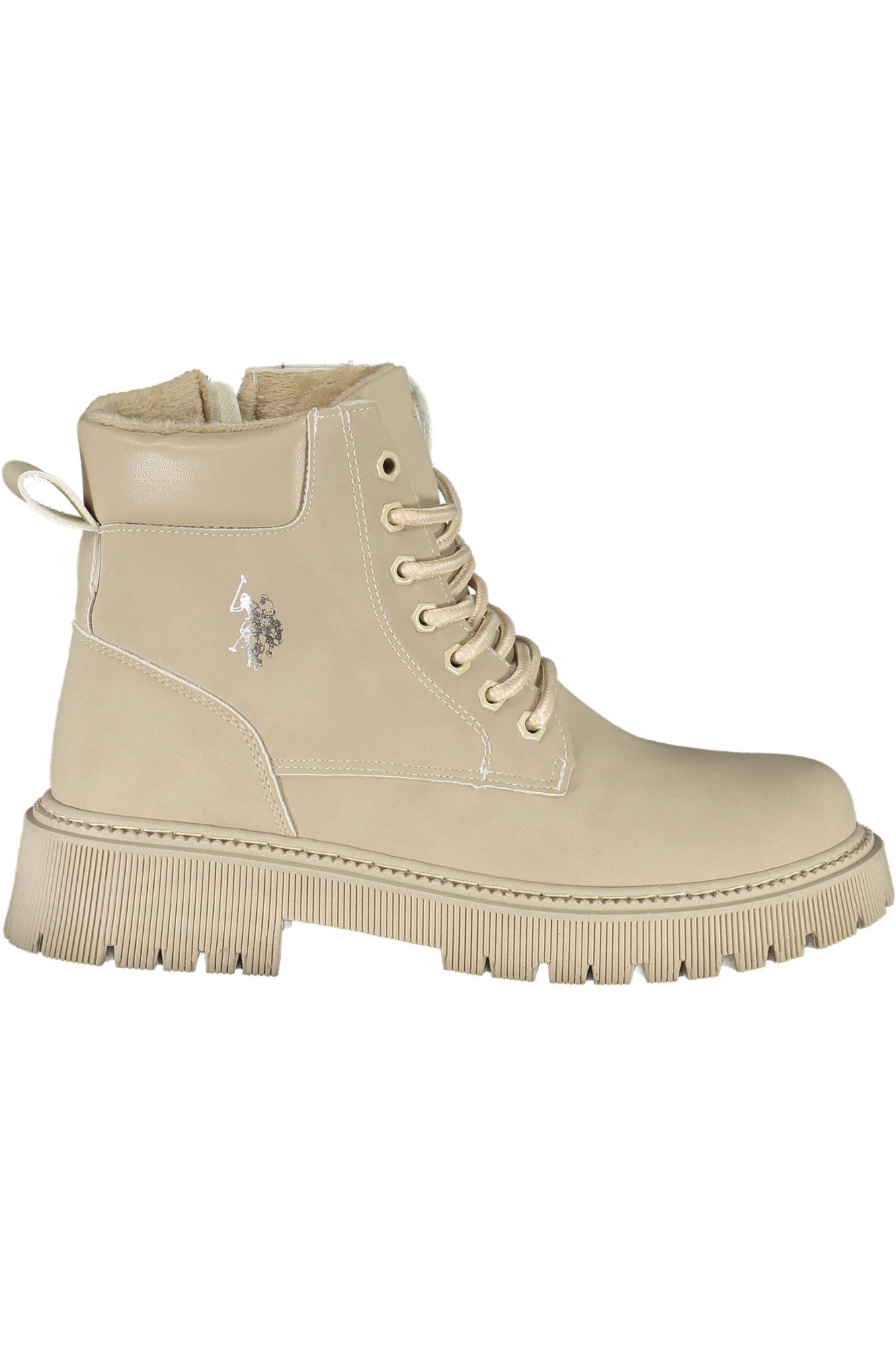 U.S. Polo Stiefelette Damenstiefel Beige mit Fell & Reißverschluss –