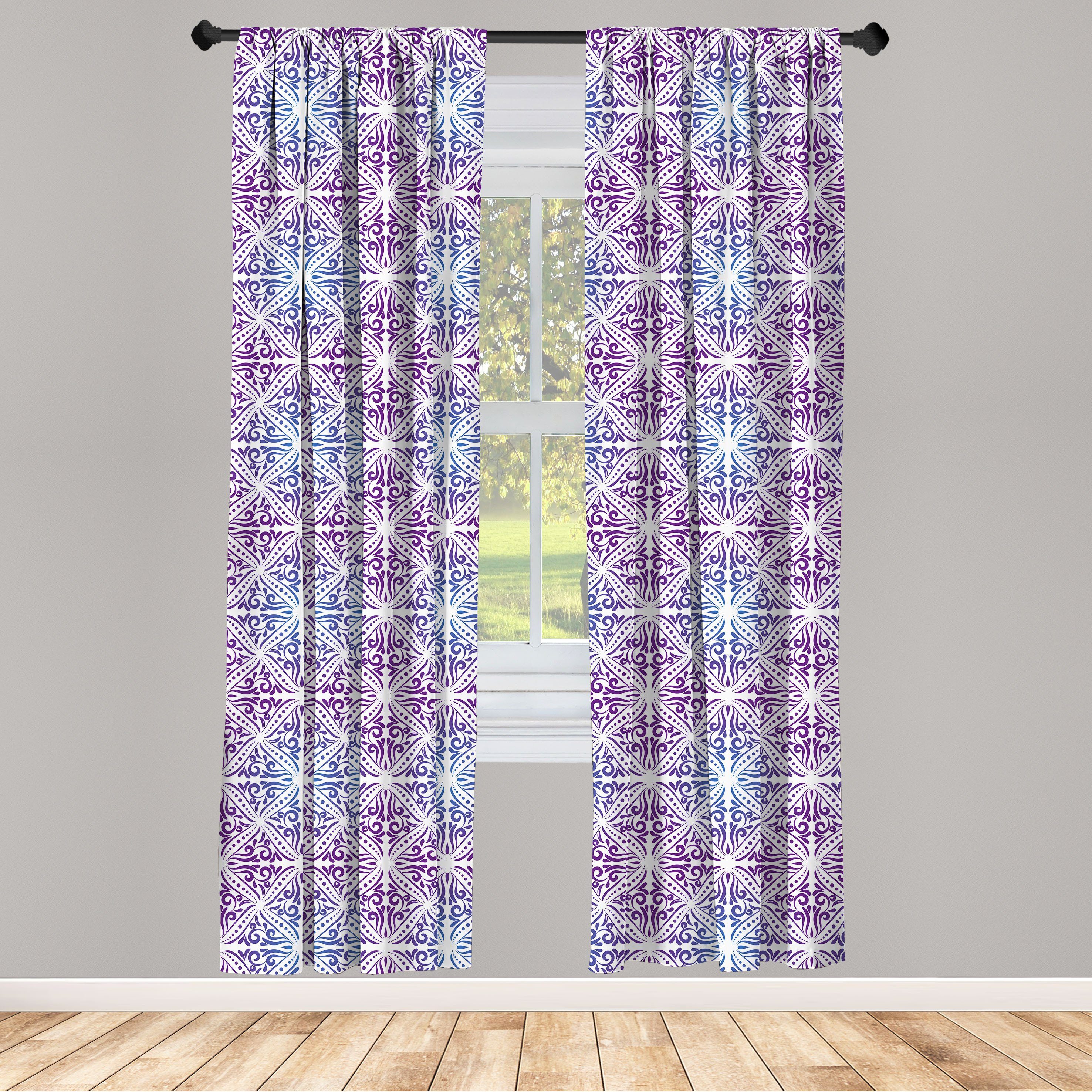 Gardine Vorhang für Wohnzimmer Jahrgang Flourishes Schlafzimmer Aufwändige Abakuhaus, Floral Dekor, Microfaser