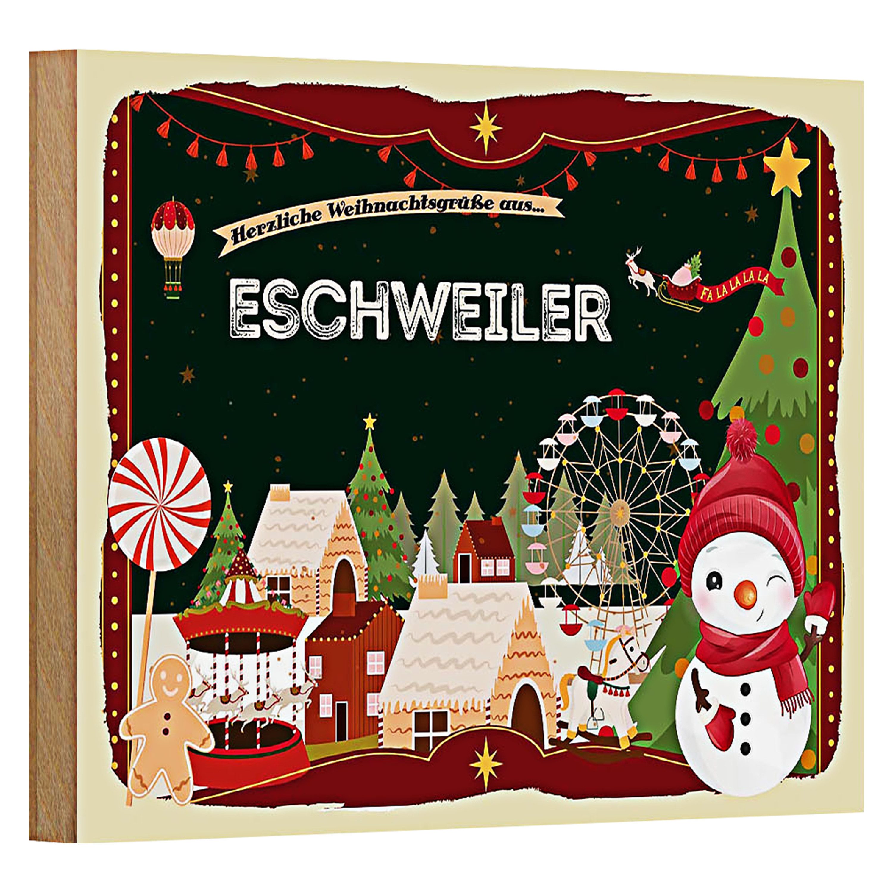 Roomando Holzbild Weihnachten Grüße ESCHWEILER 18x12cm
