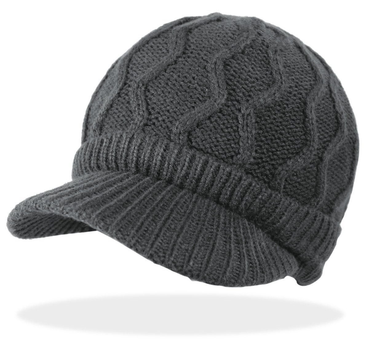 dy_mode Strickmütze Herren Schirmmütze mit Innenfutter Winter Mütze Strickmütze Unisex mit Innenfutter