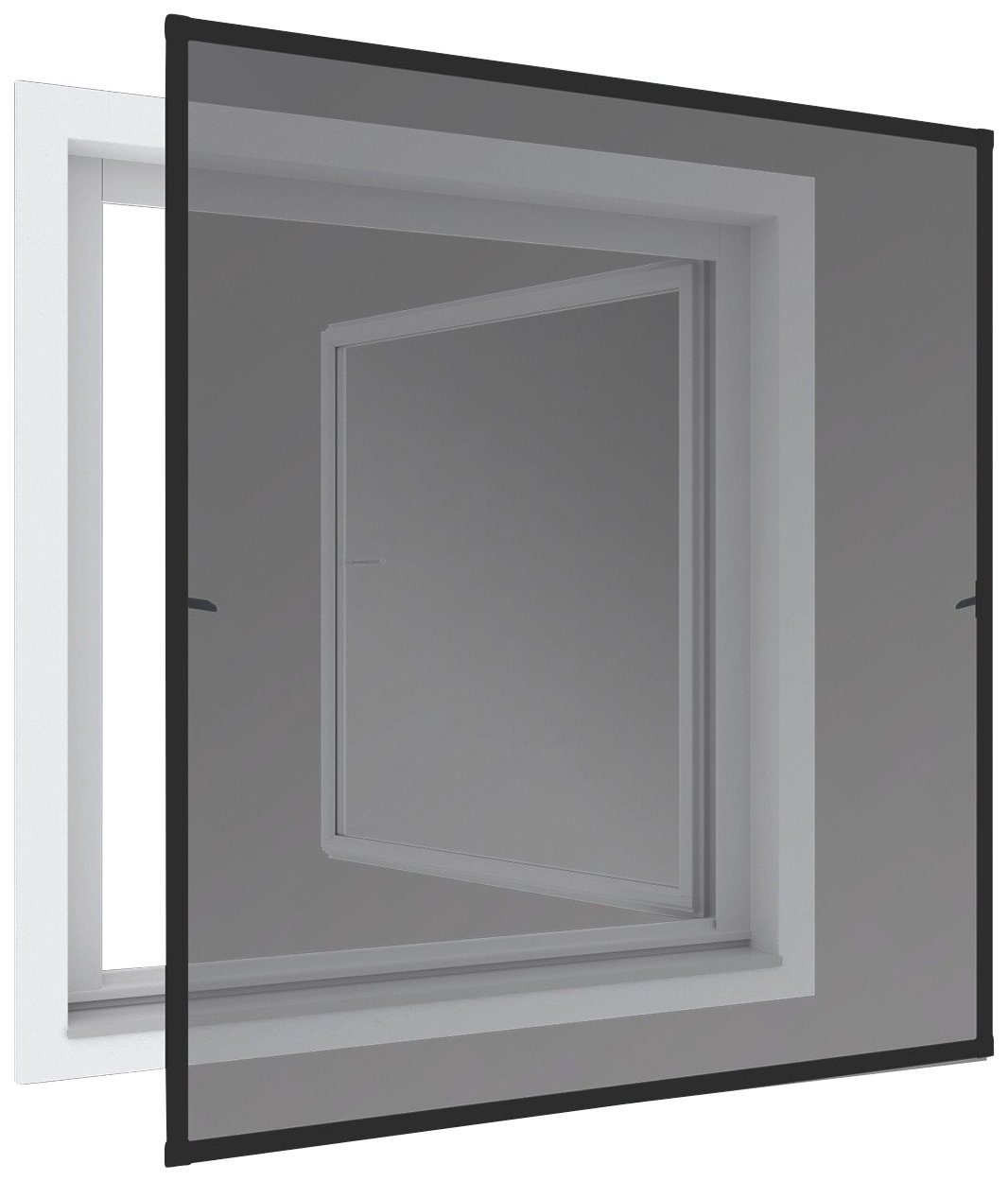 Windhager Insektenschutz-Fensterrahmen Expert, Spannrahmen für Fenster mit Alurahmen, ohne Bohren, (Packung, 1-St), Fliegengitter 140 x 150 cm, erhältlich in anthrazit oder weiß