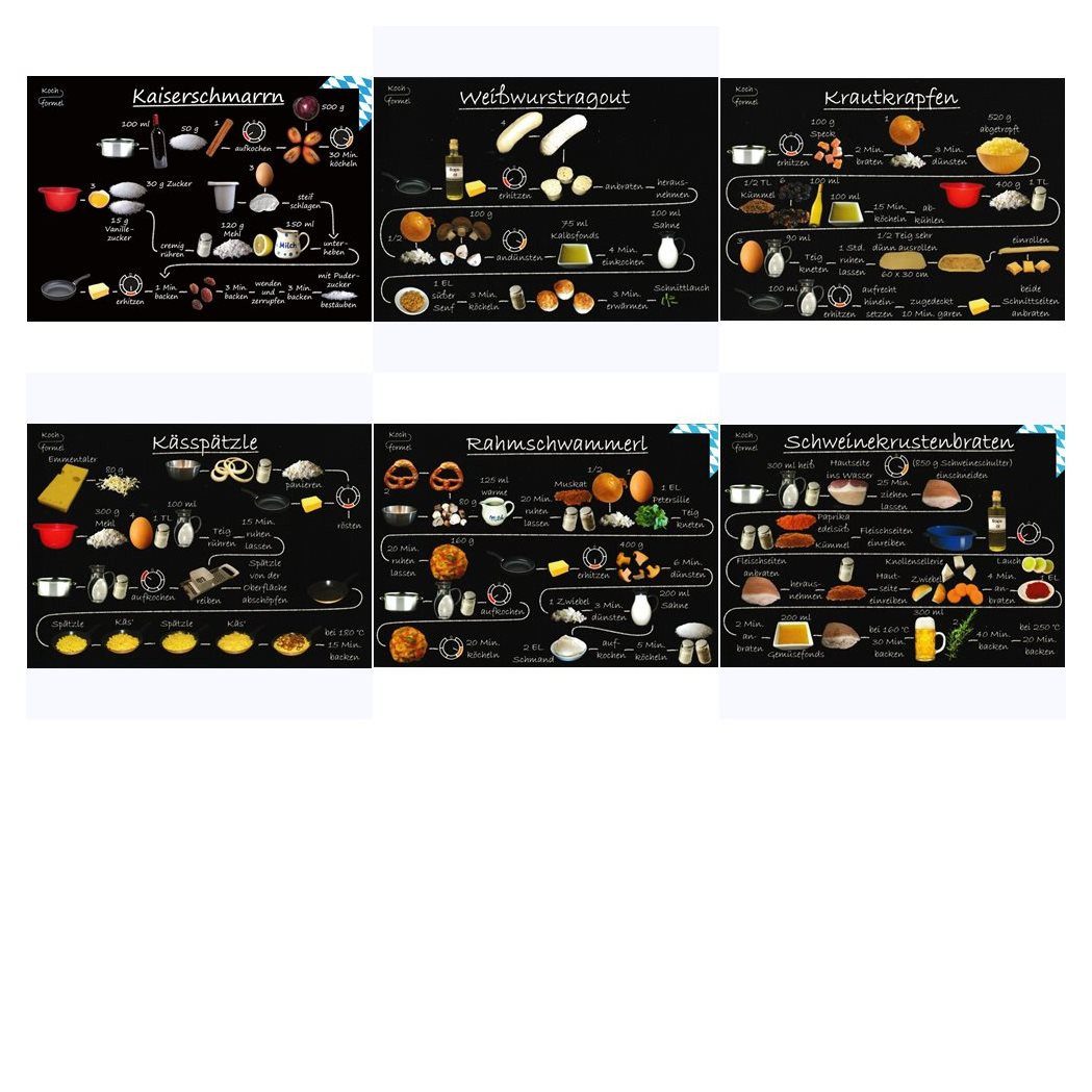 Kochformel Postkarte Rezeptkarten-Set "Bayrische Küche auf 6 Rezept-Postkarten"