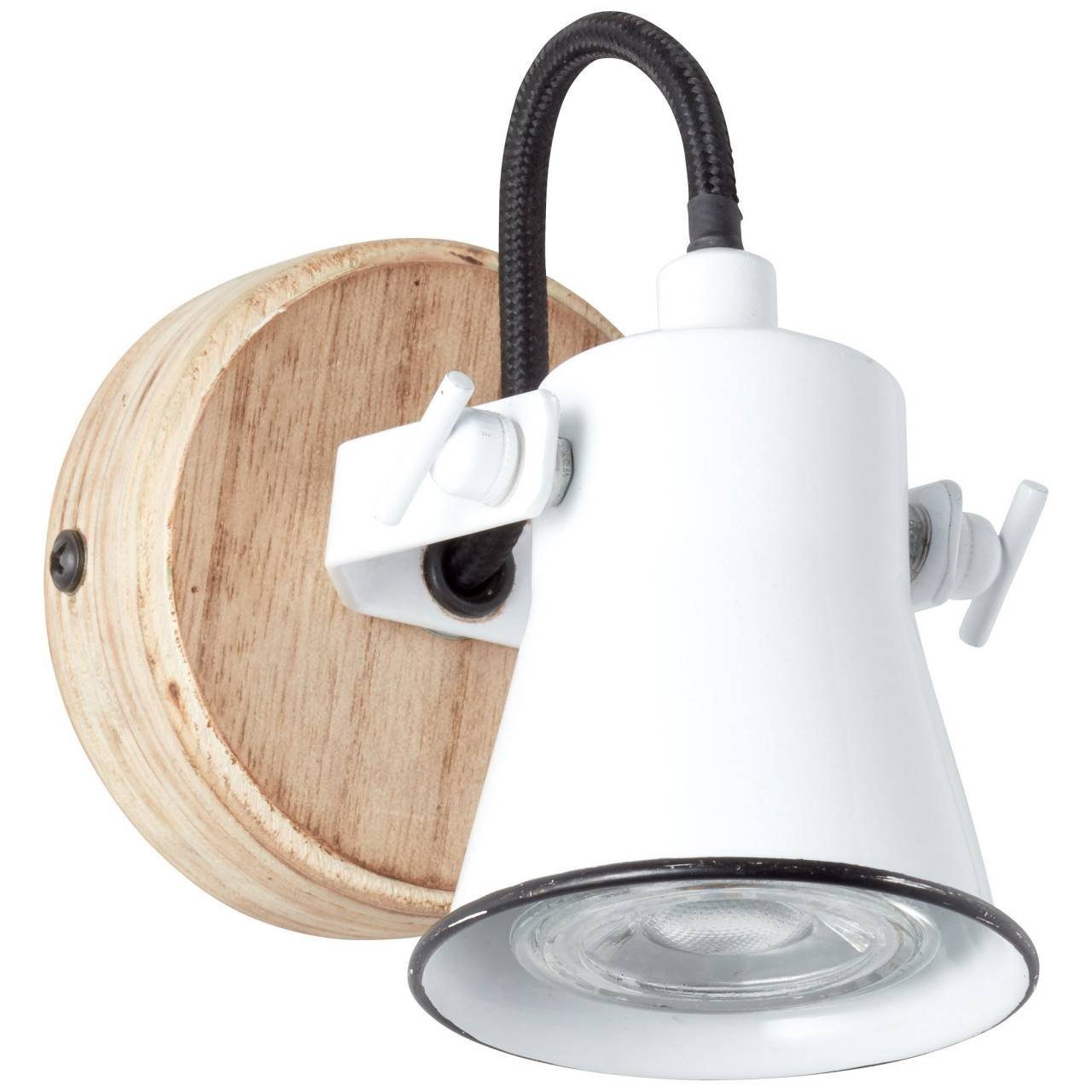 Brilliant Wandleuchte Seed, Lampe Seed Wandspot weiß/holz hell 1x PAR51,  GU10, 5W, geeignet für