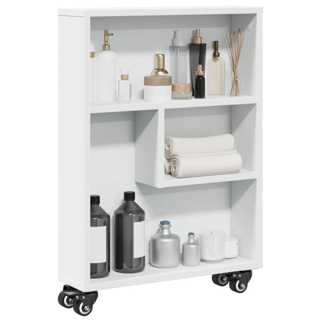 vidaXL Aufbewahrungsbox, Aufbewahrungswagen Schmal Weiß 48x13x68 günstig online kaufen