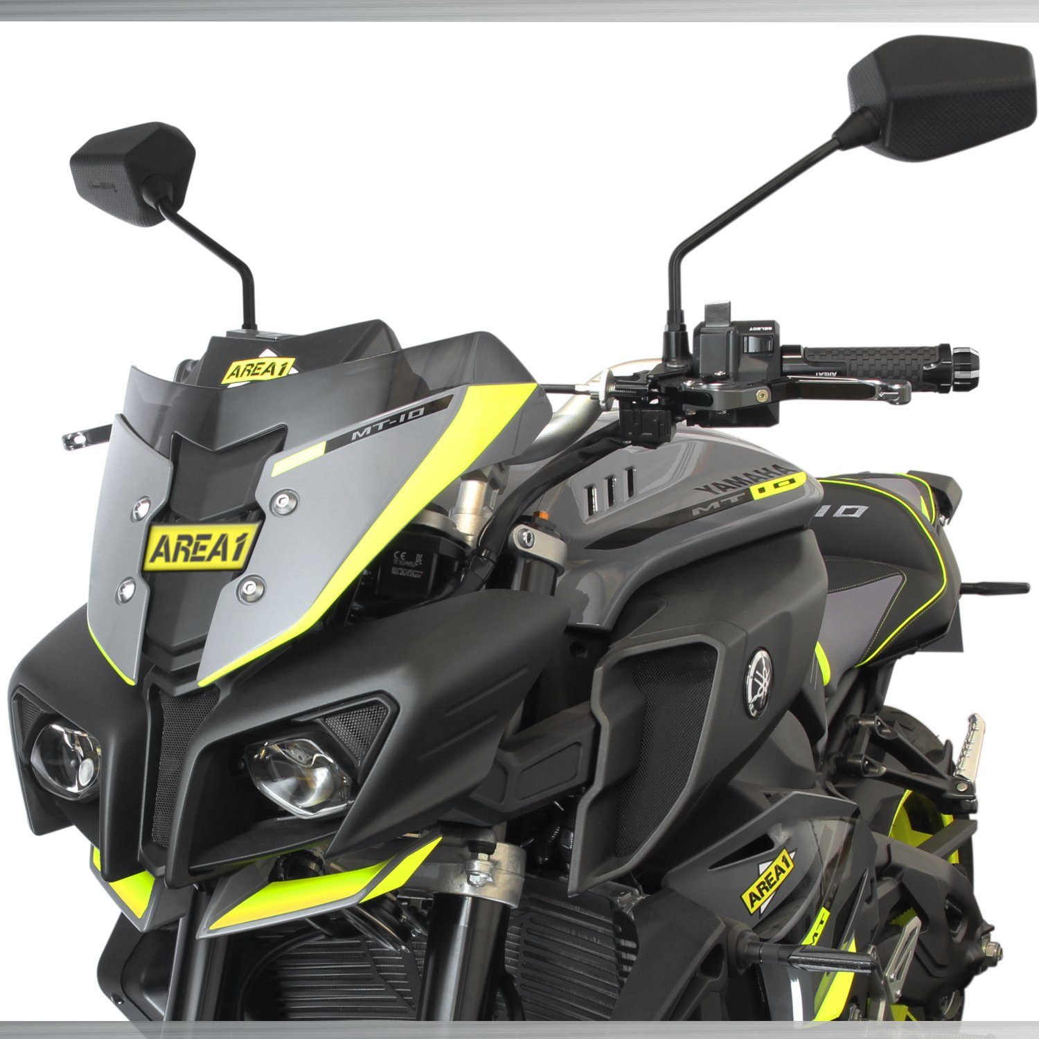 Area1 Motorradspiegel Motorrad Rückspiegel Set (Rechts+Links) 2xM10 Rechtsgewinde (E-geprüft", inkl. 5 Adapter)