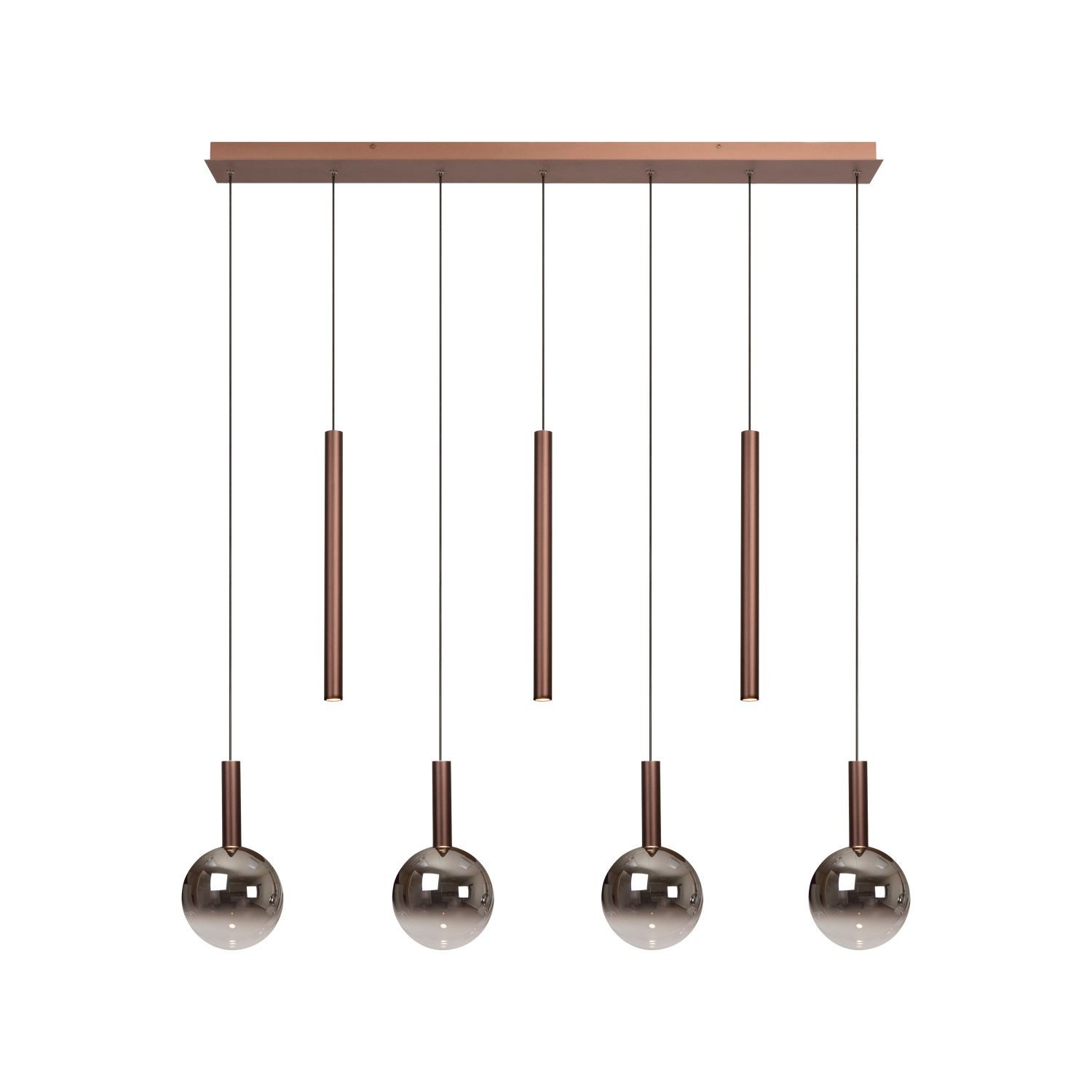 Licht-Erlebnisse Pendelleuchte USIRO, LED fest integriert, LED Glas Aluminium 2200/2700/3300 K 360 lm H: max. 218 cm länglich