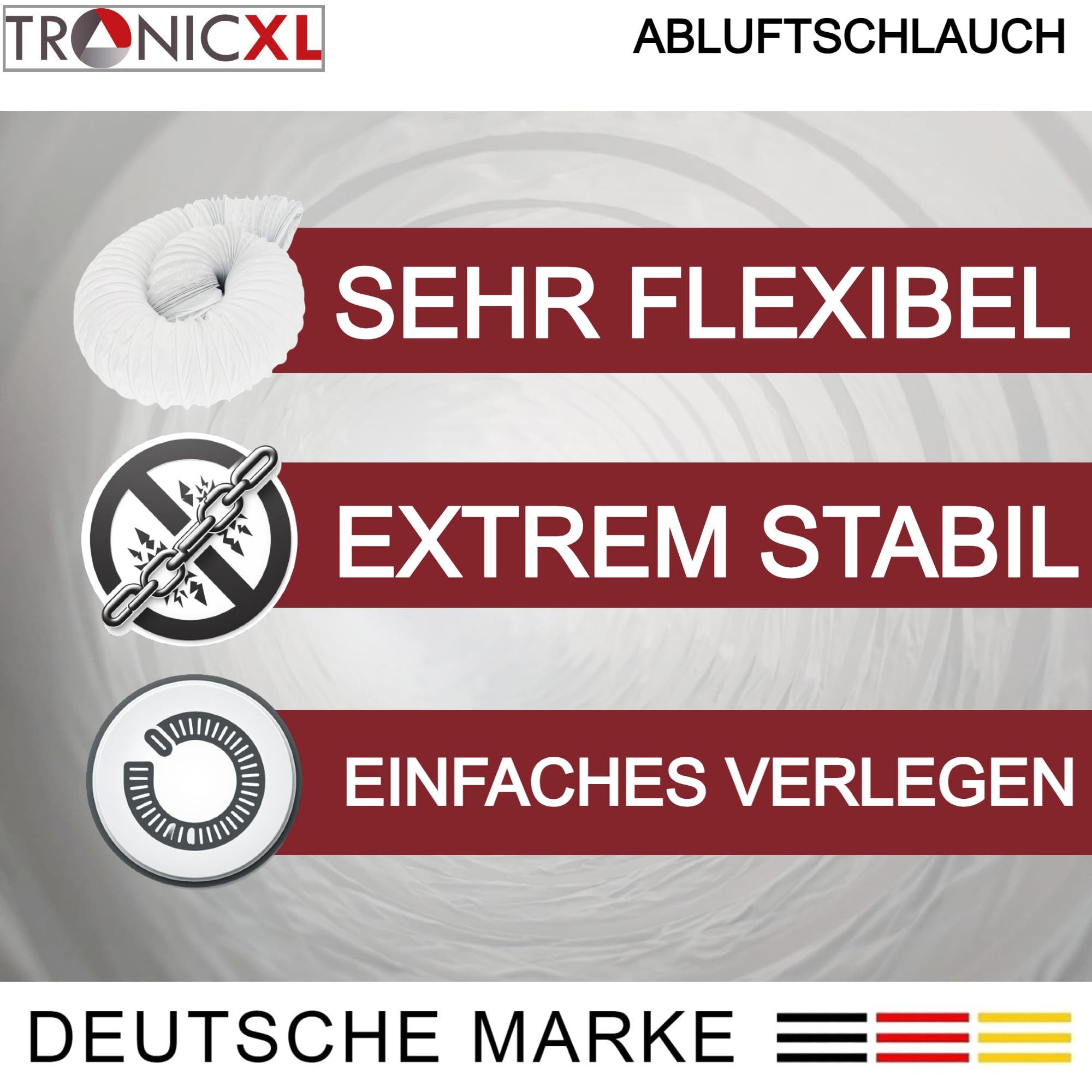 TronicXL Klimaanlagenschlauch PVC Abluftschlauch 100mm 1,5m günstig online kaufen
