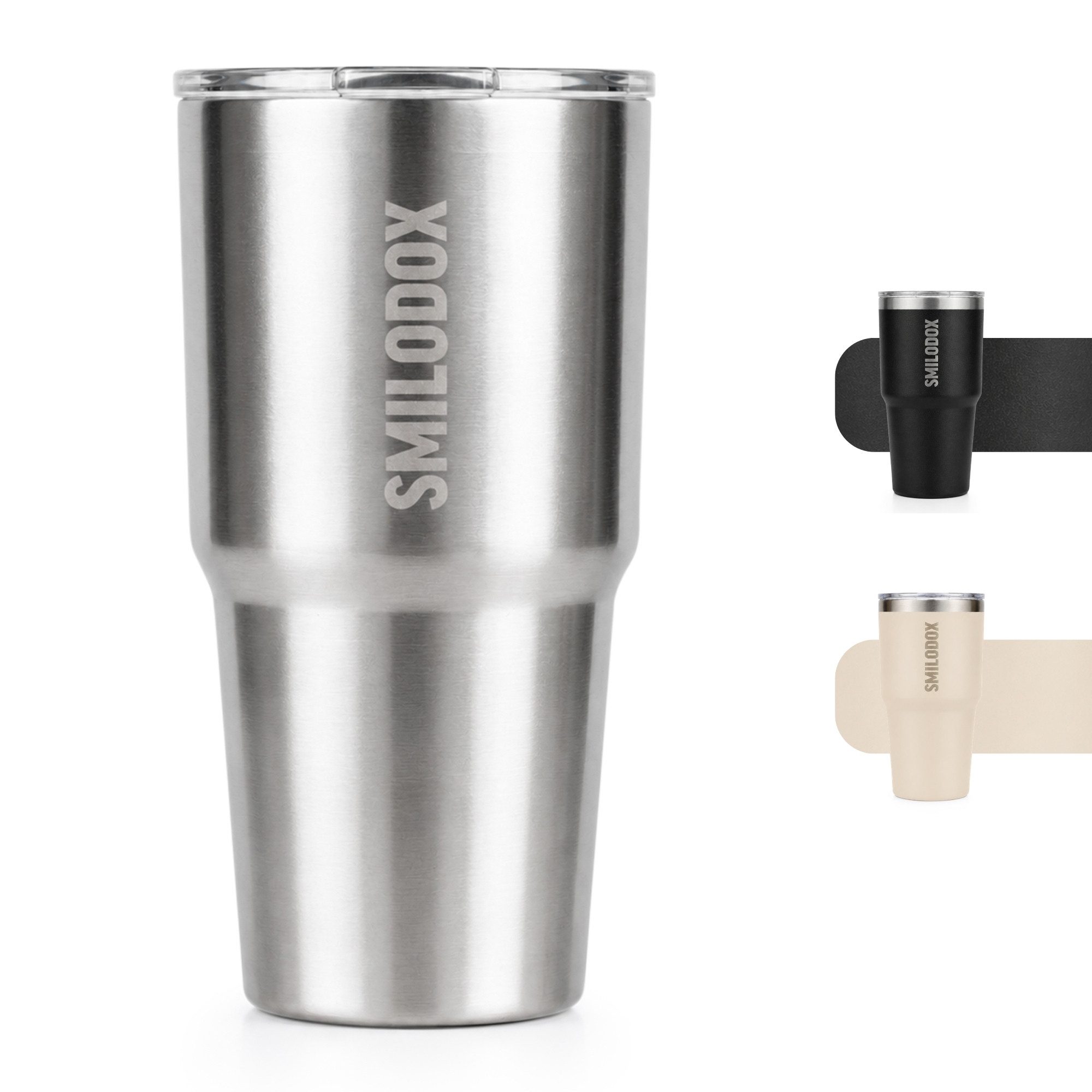 Smilodox Trinkflasche Pantho Trinkbecher 550 ml, Edelstahl Thermoflasche mit Henkel, 100% auslaufsicher, BPA-frei, Unisex Design, für Büro, Gym & Alltag