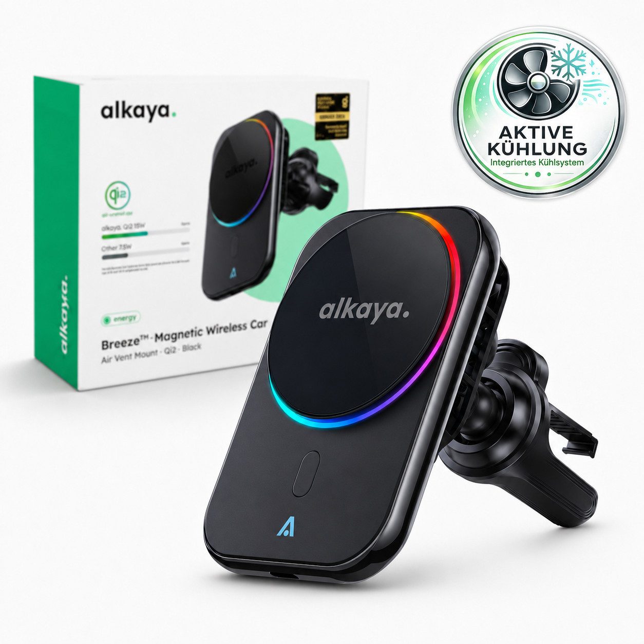 alkaya. Handy-Halterung Handyhalter KFZ Handyhalterung Auto mit Ladefunktion, (bis 8,00 Zoll, Spar-Set, inklusive Kabel, KFZ Ladegerät, Car Charger, mit Ladekabel, USB-C)
