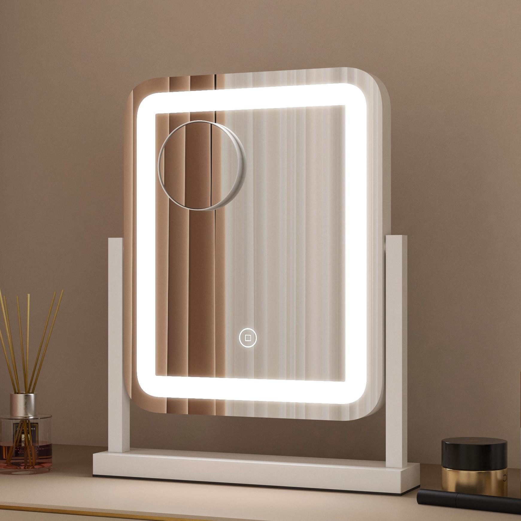 Schminkspiegel mit Vergrösserung Beleuchtung LED Kosmetikspiegel 10 fach Tischspiegel