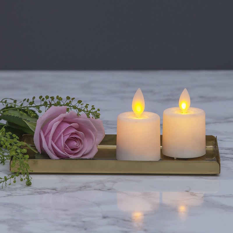 MARELIDA LED-Kerze Mini Kerzenset Teelicht bewegte Flamme mit Batterien Timer H: 6cm 2 St (2-tlg)